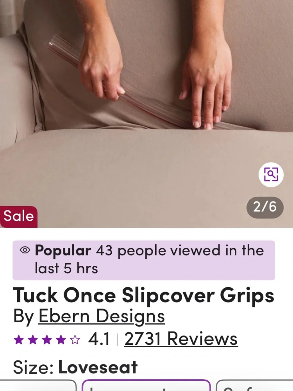 Ebern Designs Slipcover Grips in Beige with Red Stripe